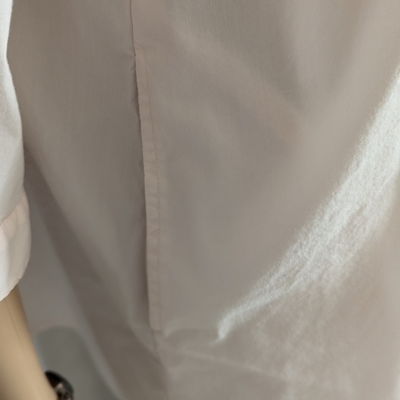 INAE pale pink cotton tunic top with pockets on off shoulder bow tie cuffs - Picture 5 of 6